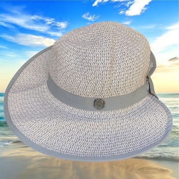 Vince Camuto Grey Ponytail Packable Summer Beach Sun Travel Sport Hat Adjustable - Picture 1 of 7